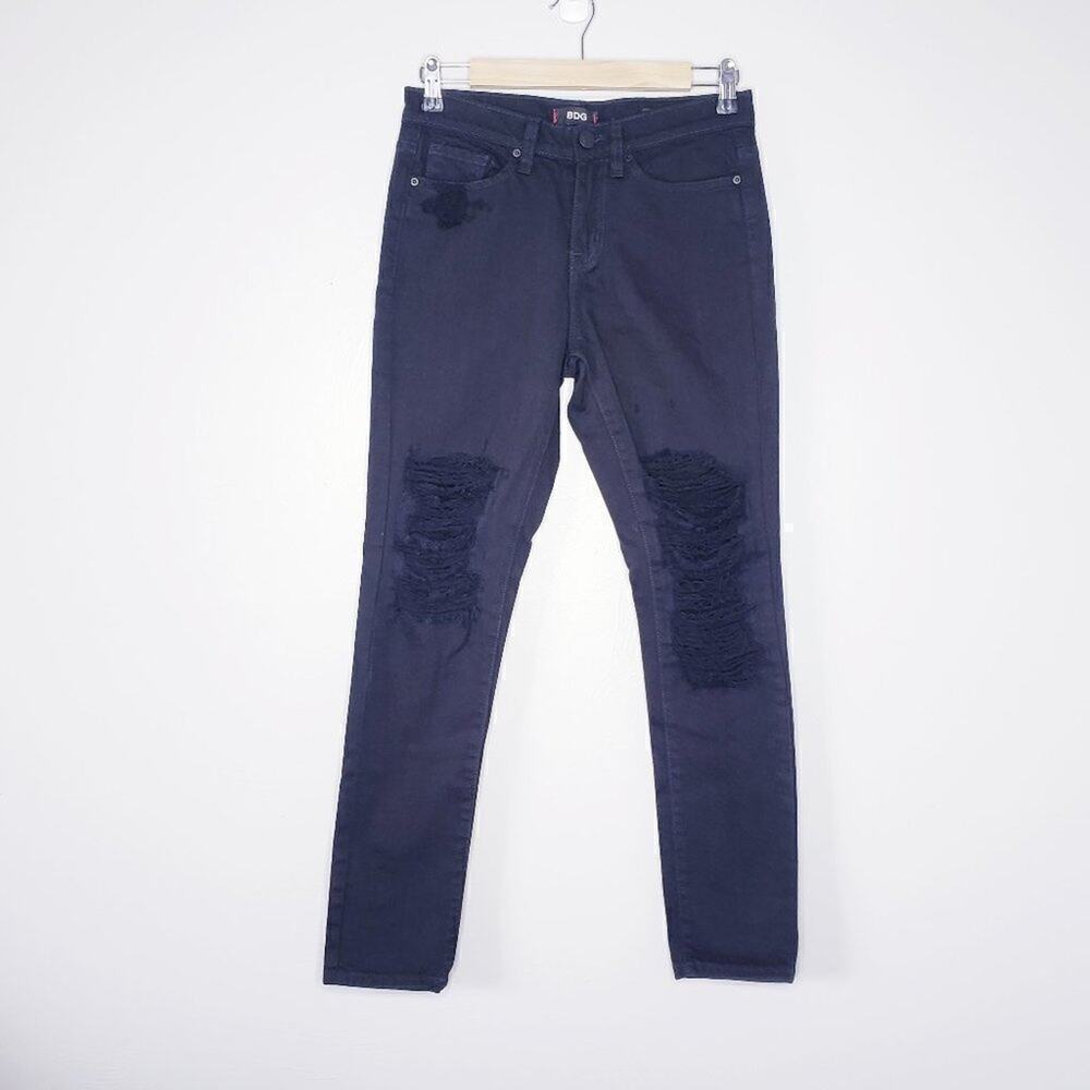 Urban Outfitters BDG High Rise Ankle Distressed/Destroyed Black Denim Jeans